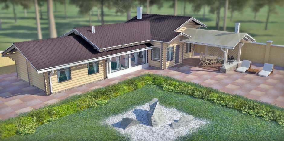 Дом с баней под одной крышей