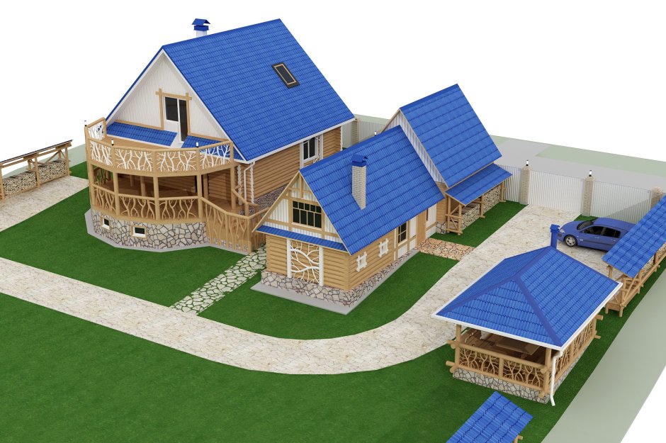 Дом с гаражом и беседкой