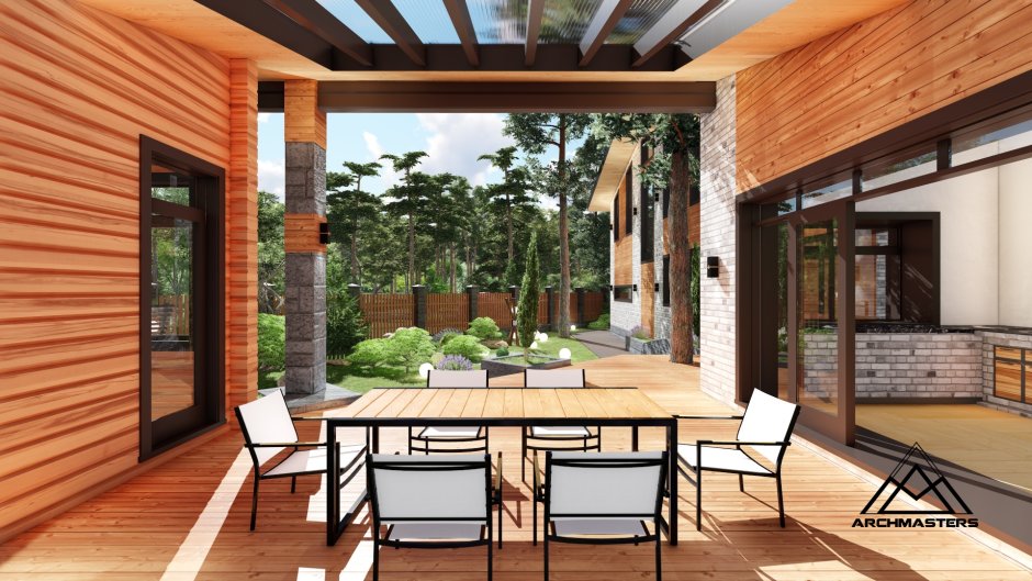 Терраса между домом и баней