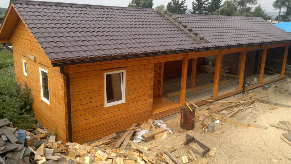 Баня с домом под одной крышей