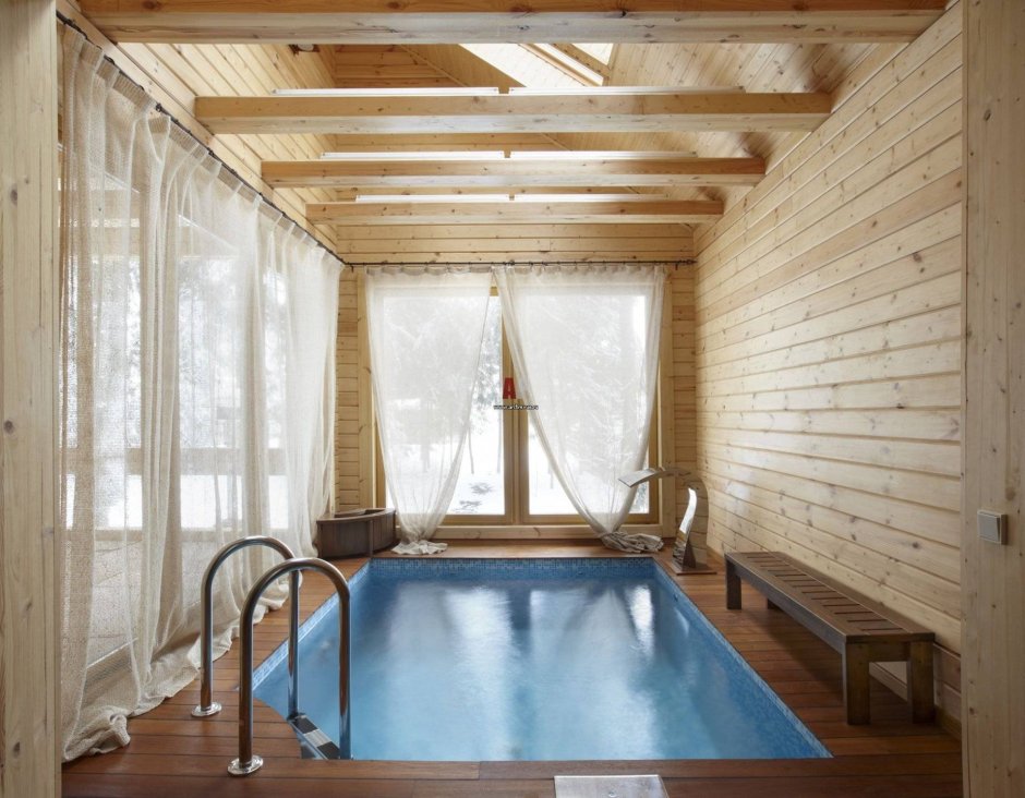 Проекты деревянных бань с бассейном