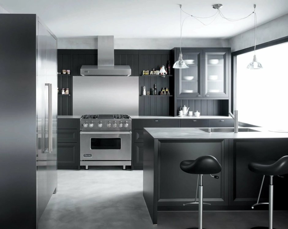 Кухня в серо черном цвете