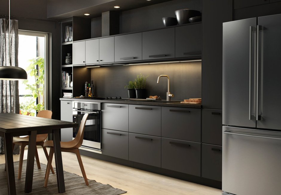 Серая кухня икеа