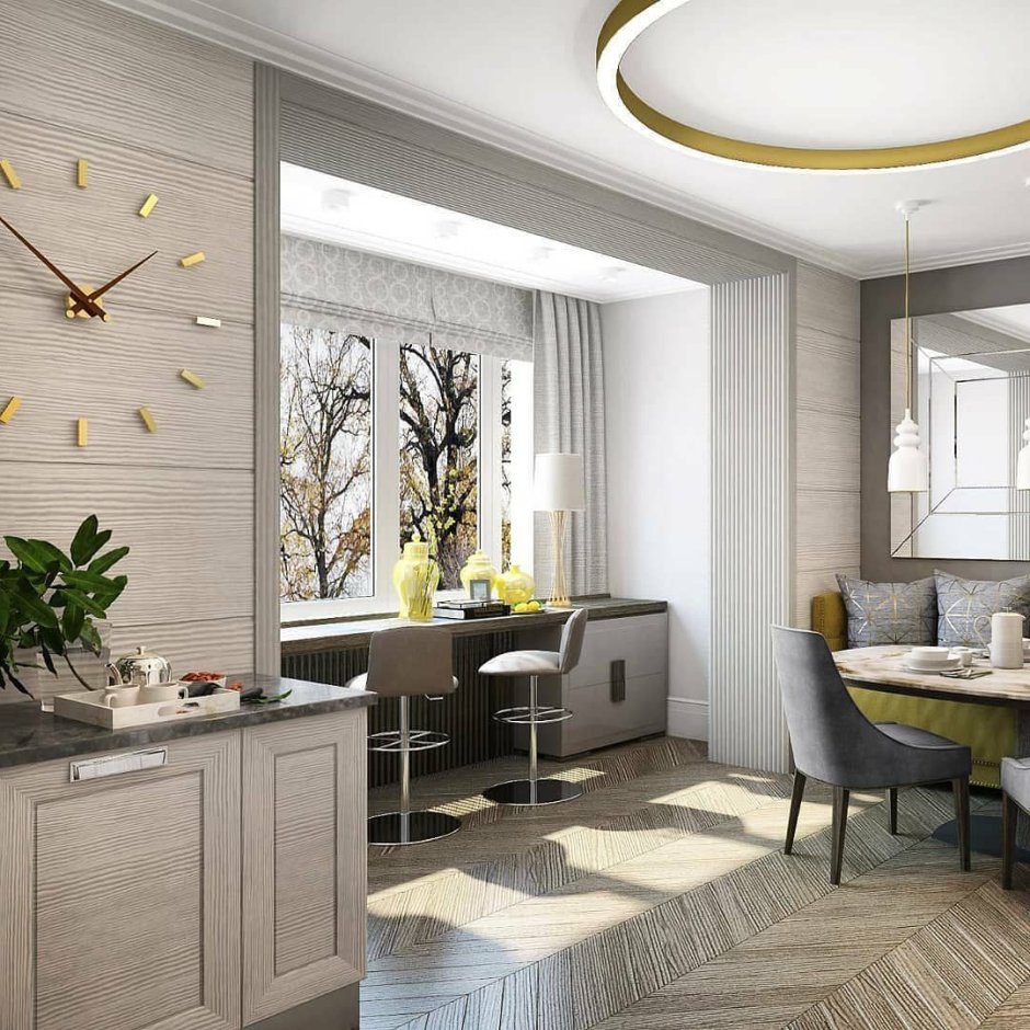 Кухня гостиная интерьер