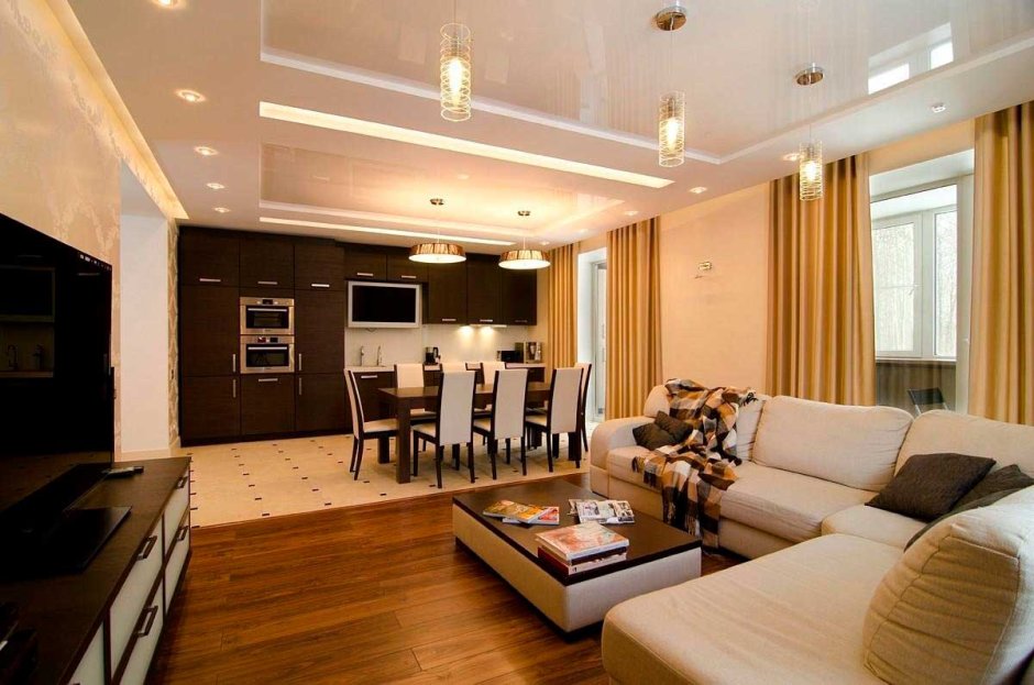 Гостиная совмещенная с кухней