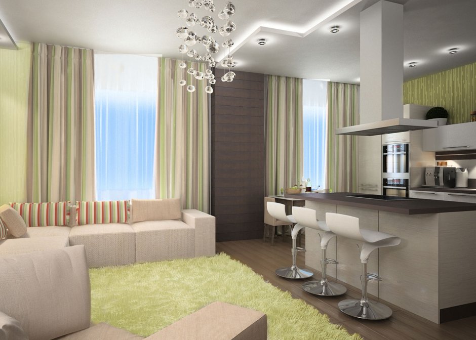 Гостиная студия с кухней