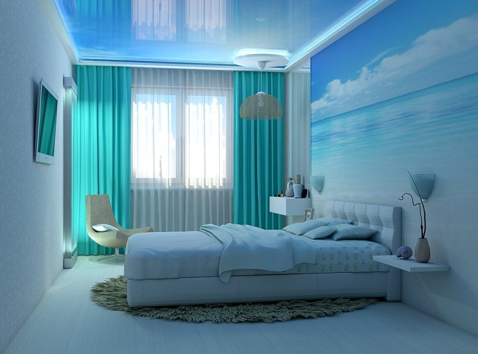 Спальня в голубом цвете