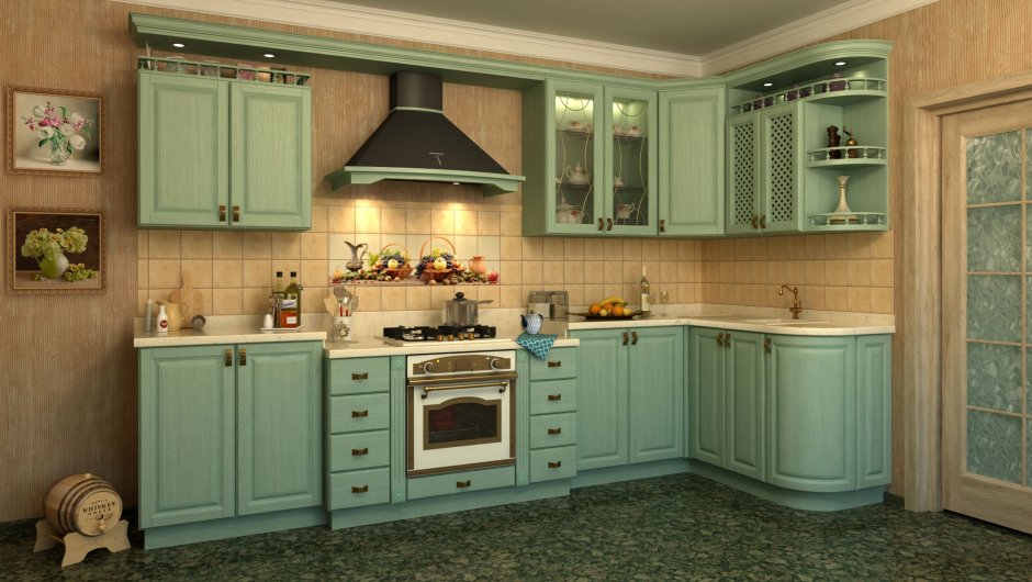 Кухни массив олива фисташка