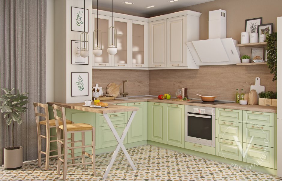 Кухня фисташка Прованс