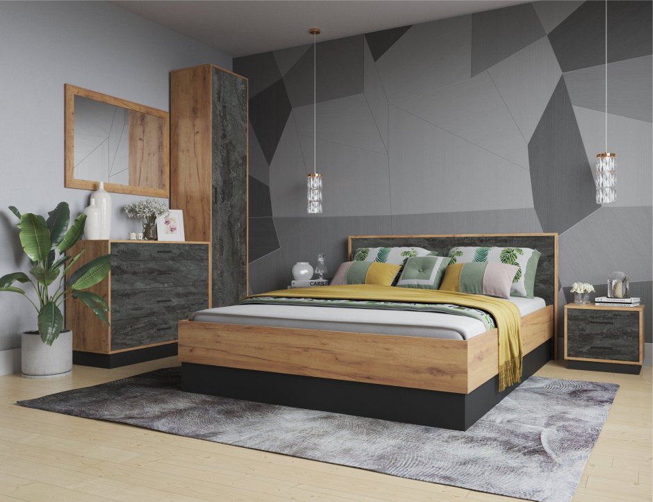 Кровать Николь бетонный камень