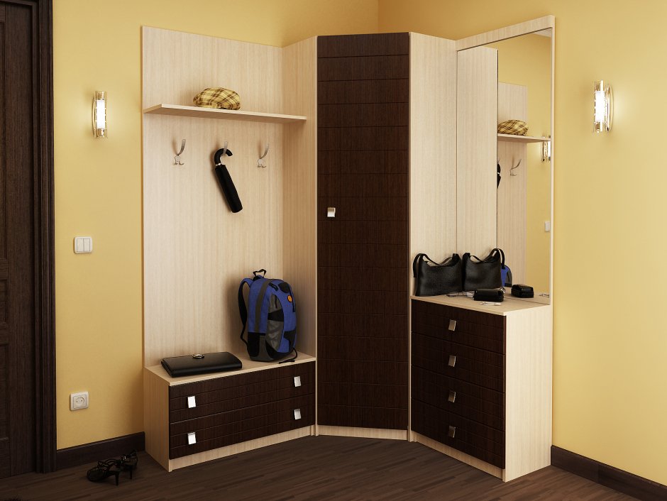 Угловая прихожая в маленький коридор