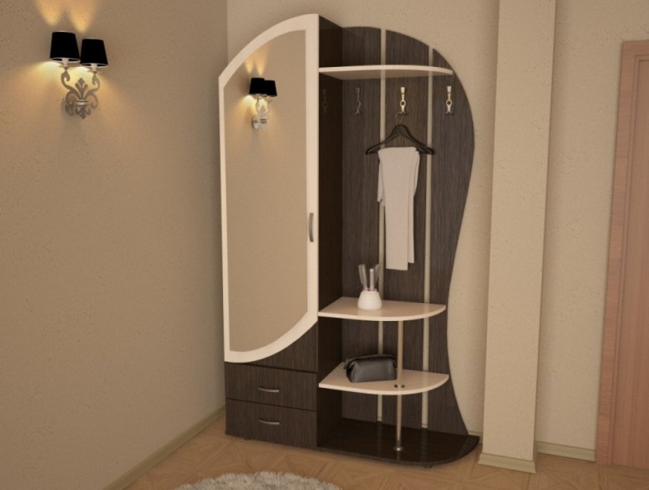 Вега ВШ-3 вешалка с зеркалом ш1000 г420 в2200мм венге/дуб беленый