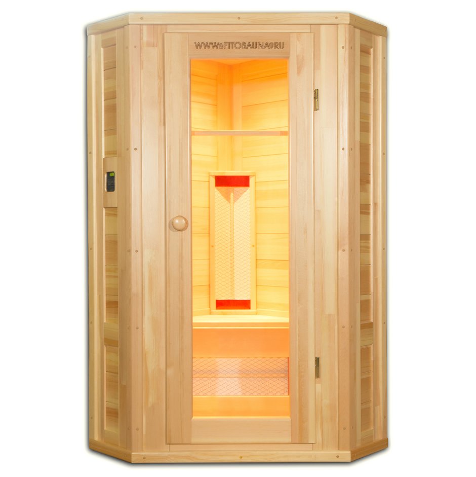 Угловая финская сауна с электрокаменкой