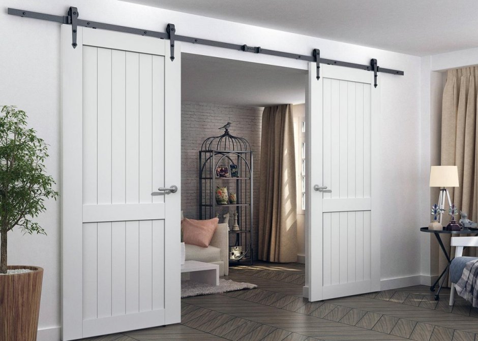 Амбарные двери двустворчатые