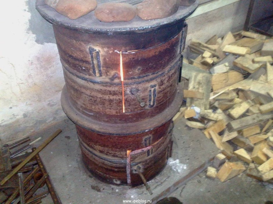 Банная печь из дисков т150