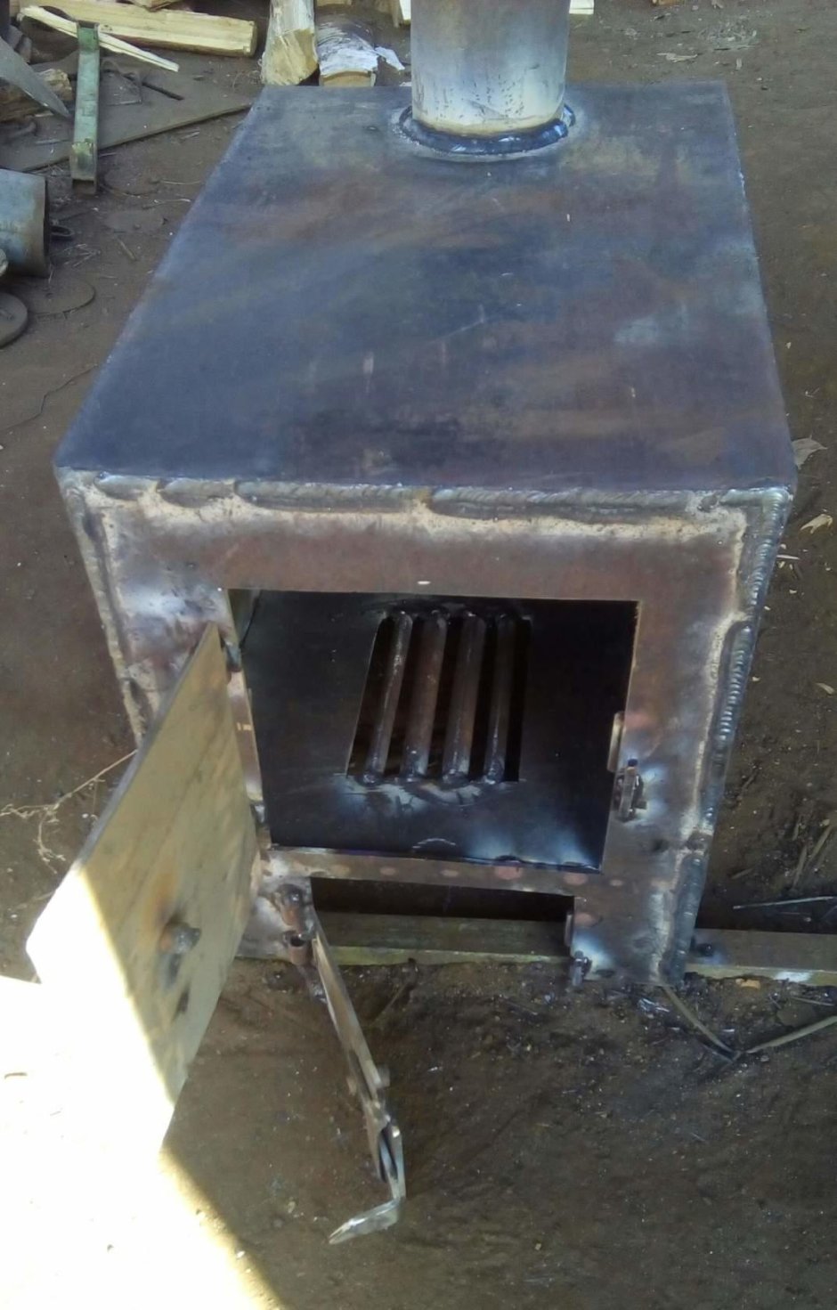 Печь буржуйка с баком 100л