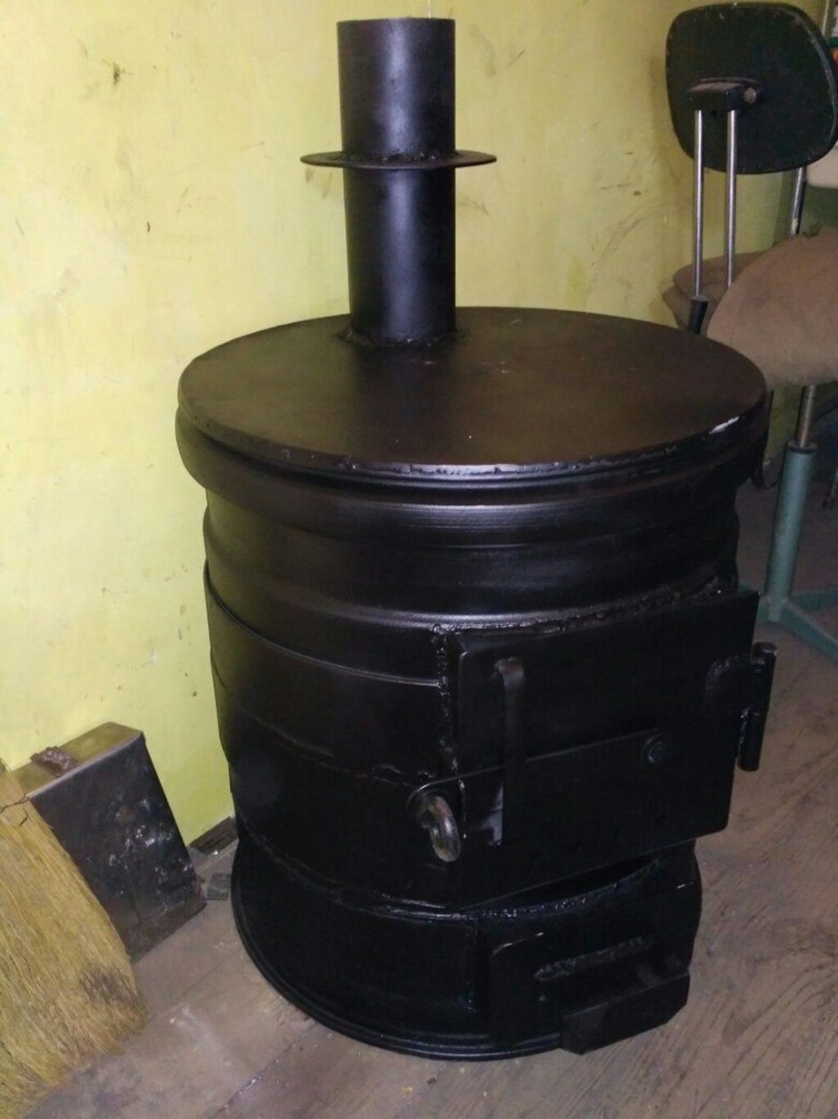 Печка из колесных дисков ГАЗ 3307 для бани