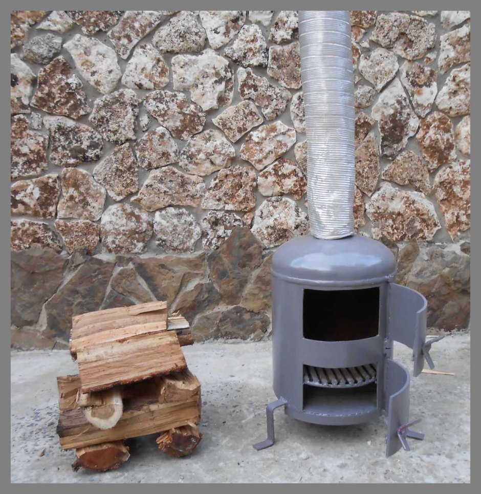 Круглая буржуйка в бане