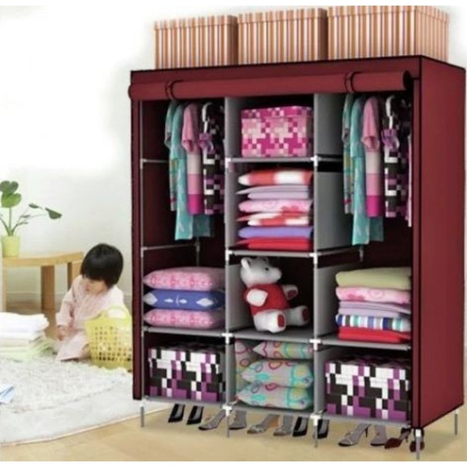 Тканевый шкаф Storage Wardrobe 130x45x175 см черный