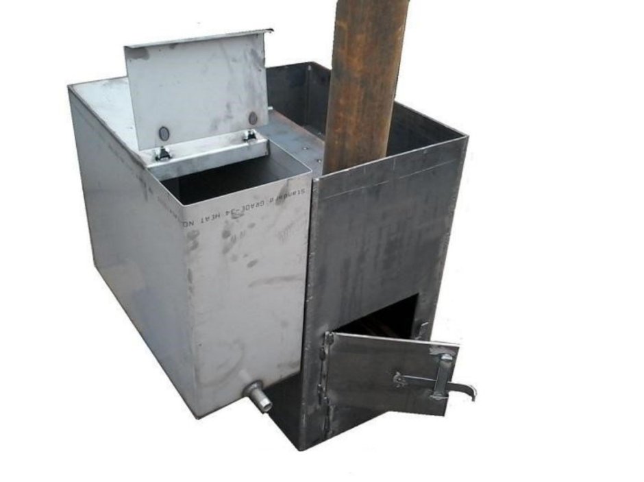 Металлическая банная печь с каменкой и водогрейкой