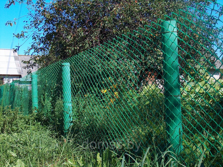 Решетка заборная, зеленая на даче