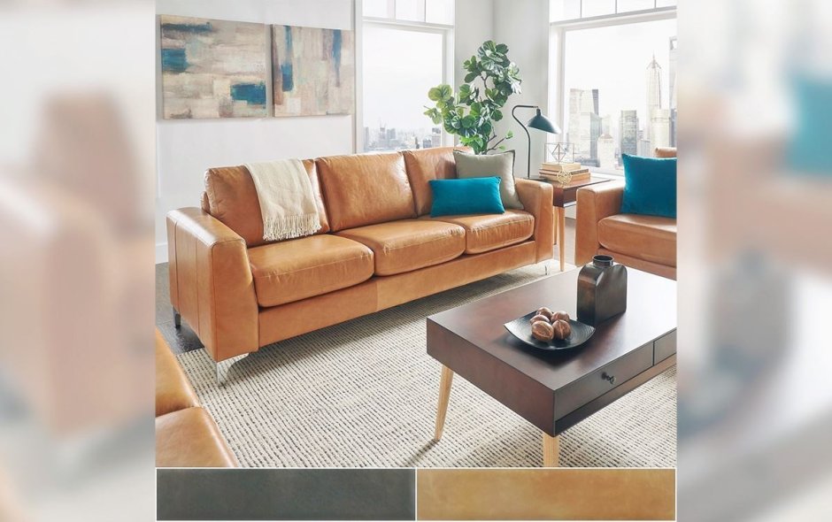 Коричневый диван в интерьере