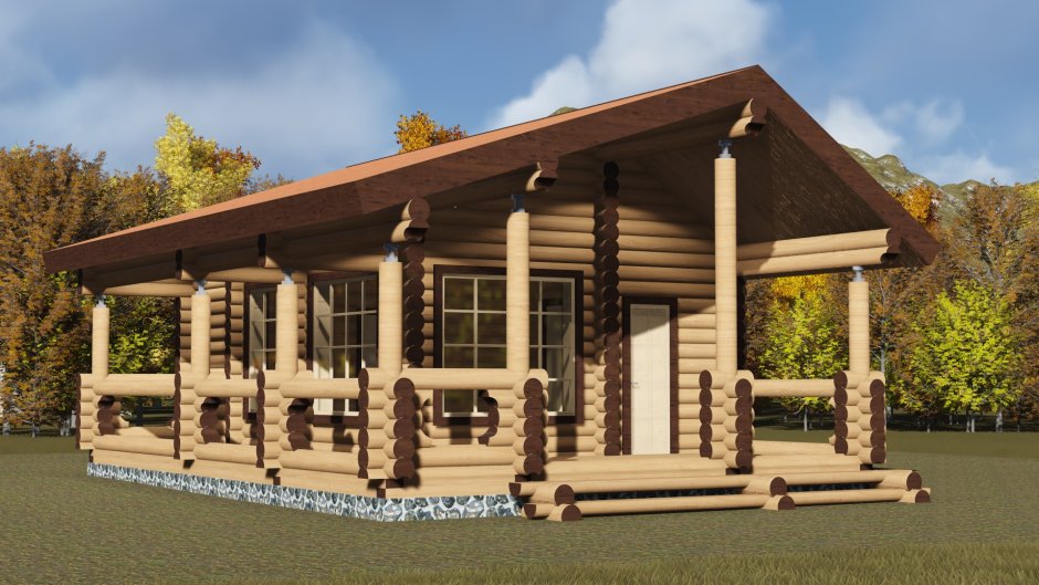 Баня из ОЦБ С террасой