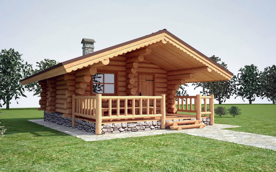 Баня из ОЦБ С террасой