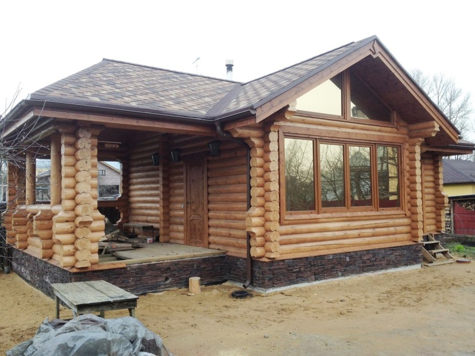 Дом-баня из бревна под ключ 100м2