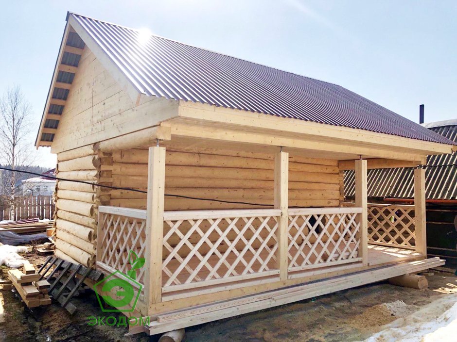 Баня 6х4 плюс веранда