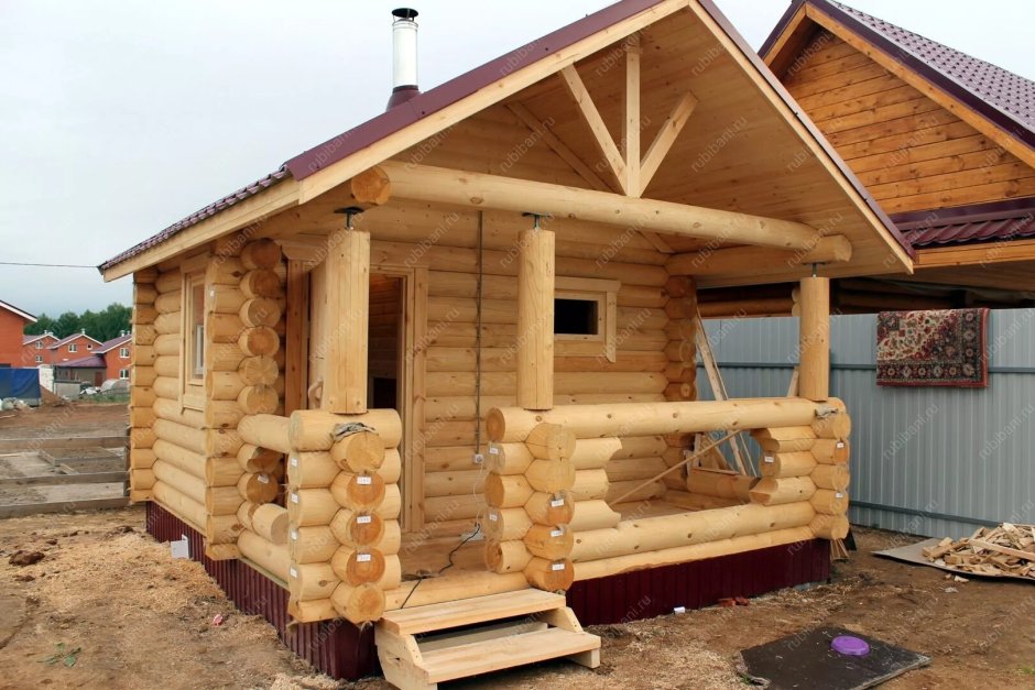 Баня 4х5 оцилиндрованное бревно