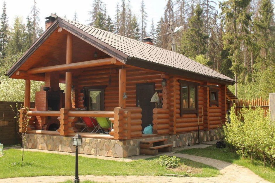 Баня из ОЦБ С террасой