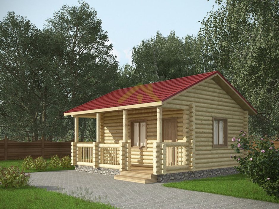 Баня из оцилиндрованного бревна 6х4