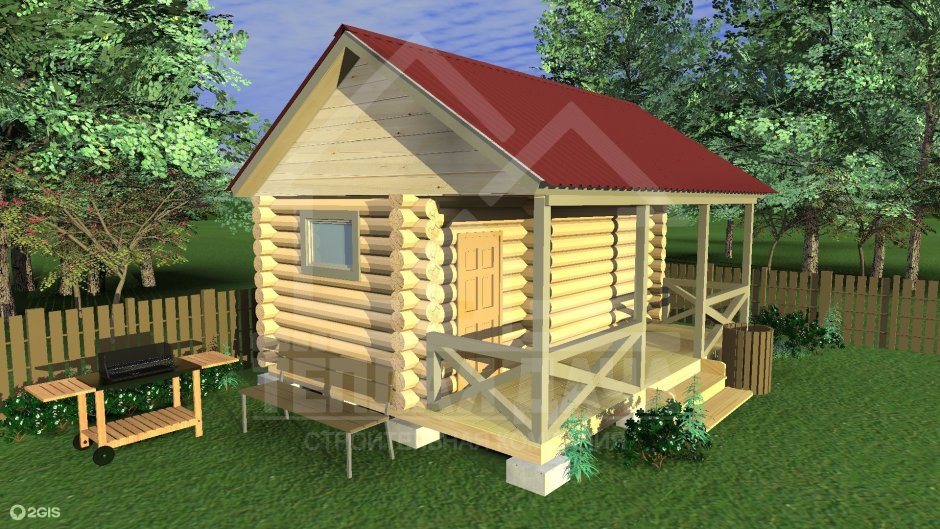 Баня 5х4 с террасой