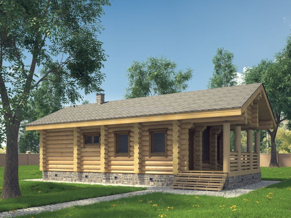 Баня из ОЦБ С террасой