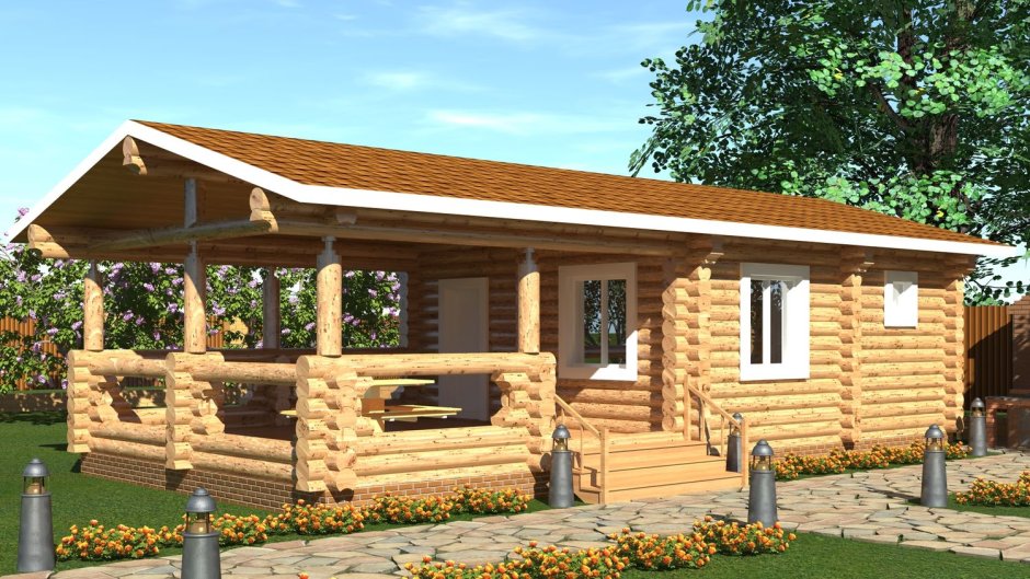 Баня с беседкой 6 на 7