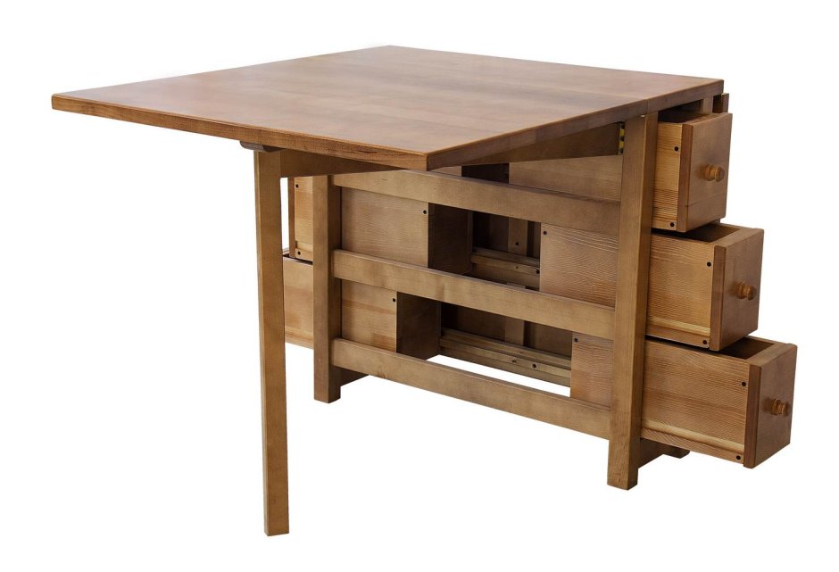 Стол-книжка Баттерфляй с ящиками из массива дерева