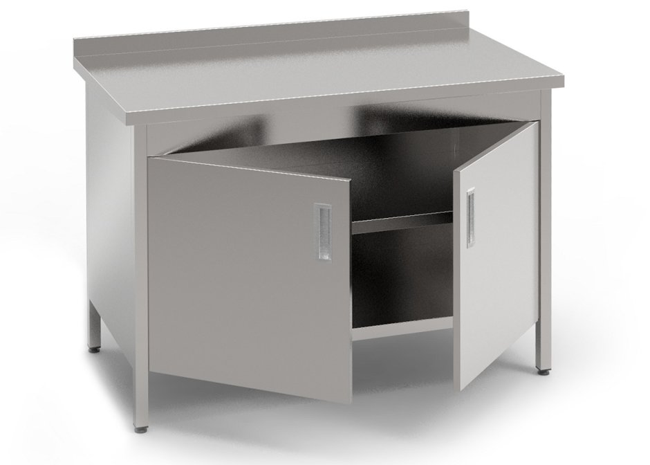 Стол-тумба с полкой (двери распашные с ручками) 600х700х850 мм