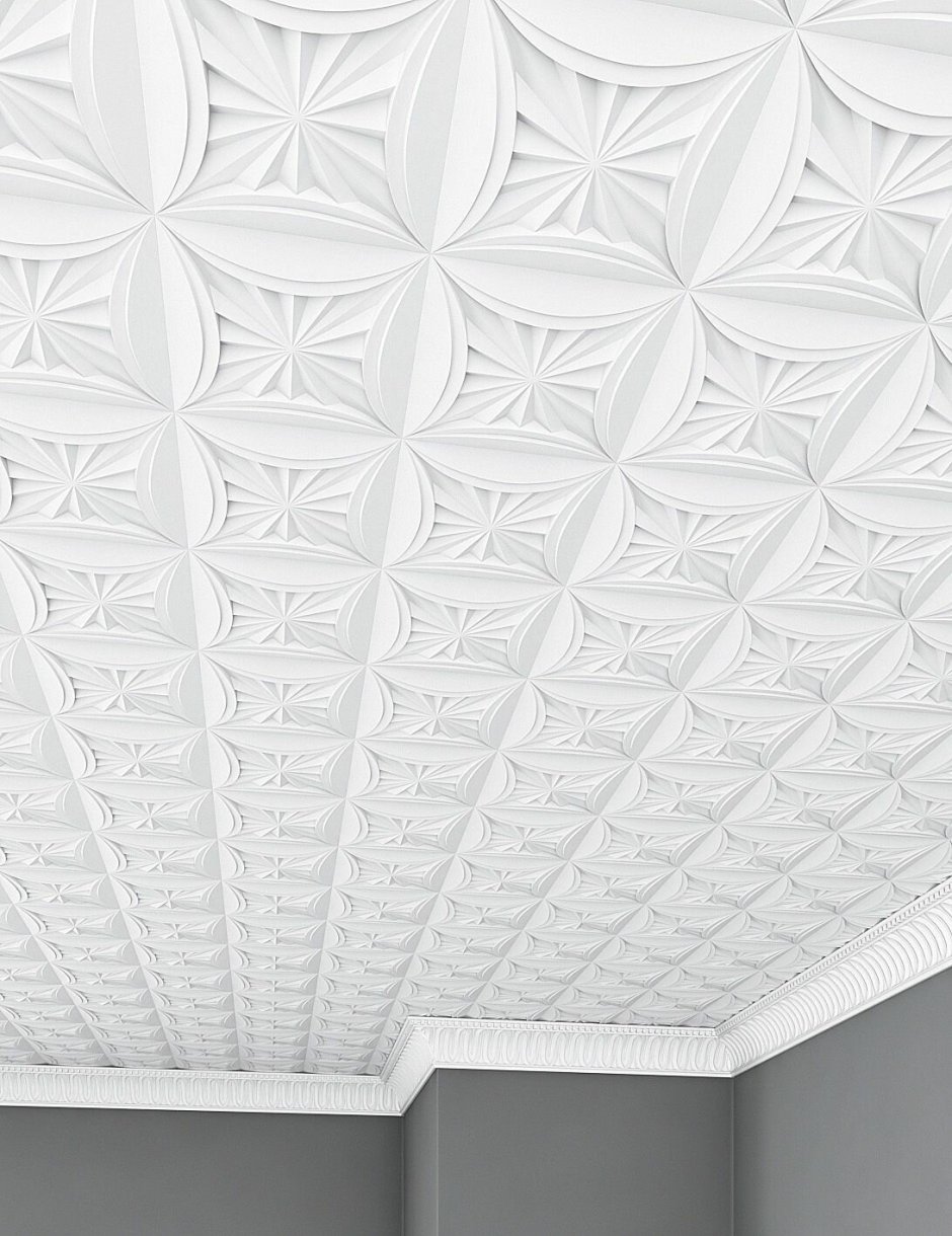 Плитка потолочная бесшовная полистирол белая Формат Лувр 50 x 50 см 2 м