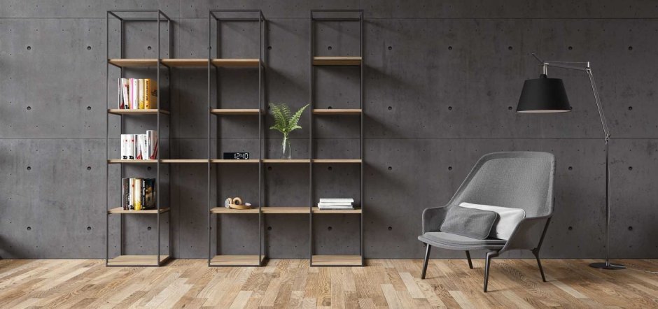 Стеллаж в гостиную в стиле лофт