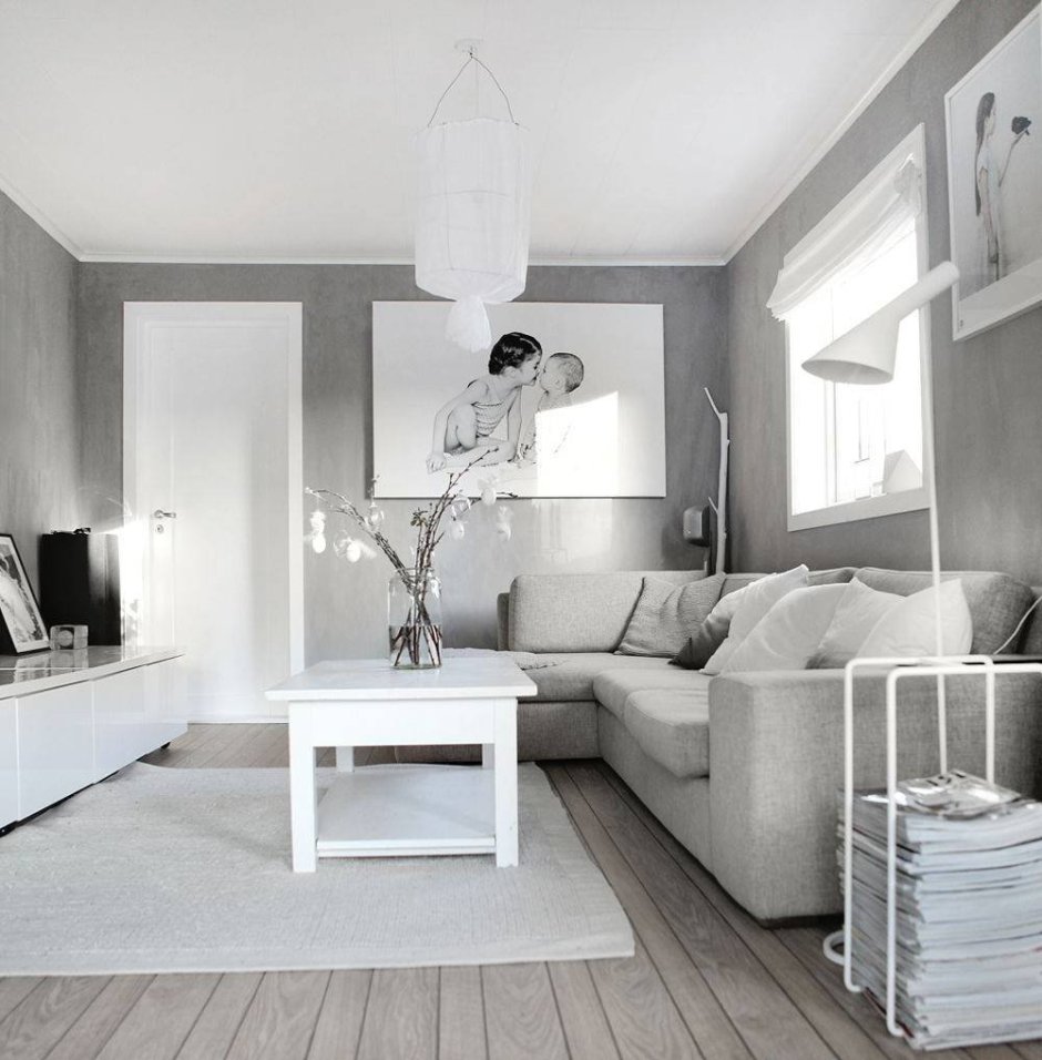 Серо белый интерьер