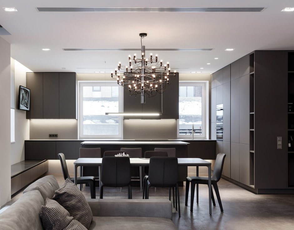 Освещение в кухне-гостиной