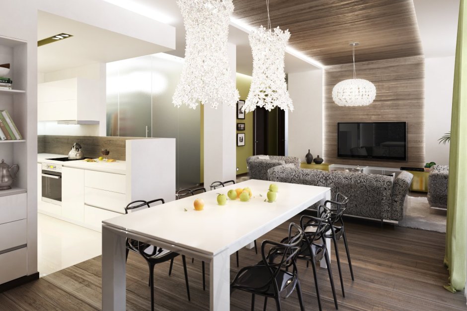 Освещение в кухне-гостиной