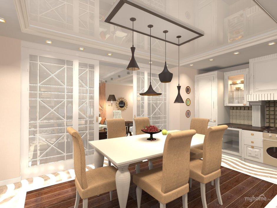 Освещение в кухне столовой