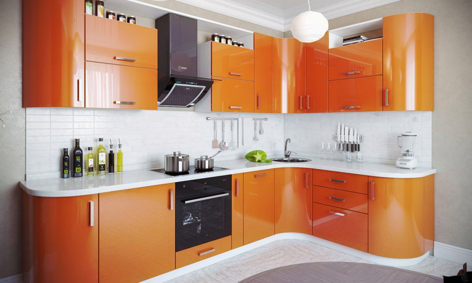 Кухонный гарнитур оранжевый