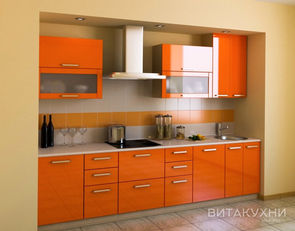 Кухонный гарнитур оранжевый