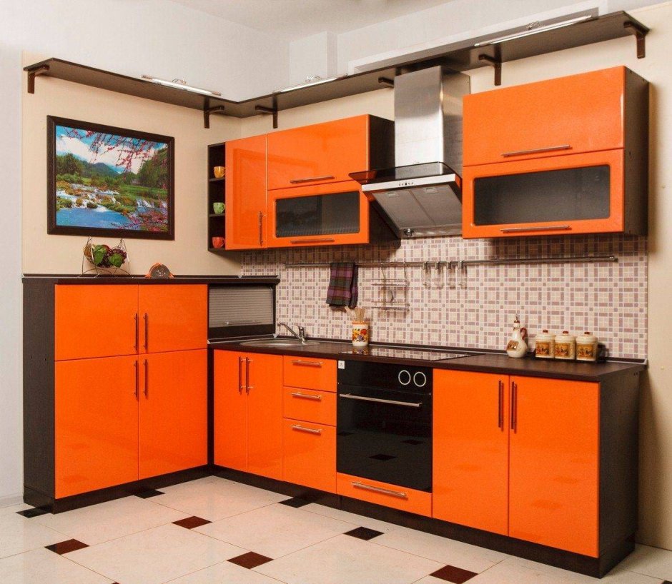 Кухня апельсин угловая