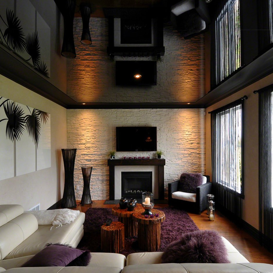 Черный натяжной потолок