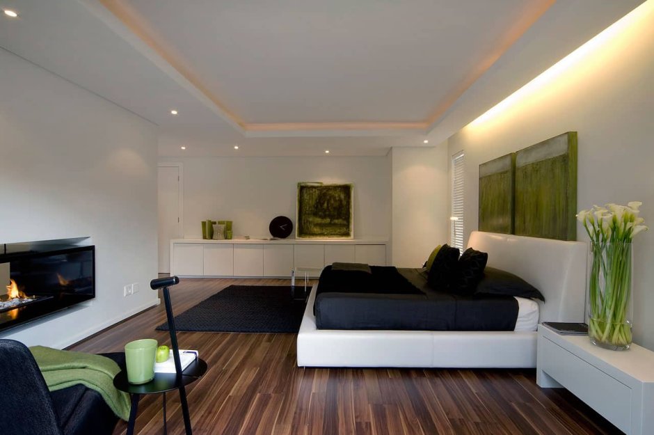 Интерьер с темными полами