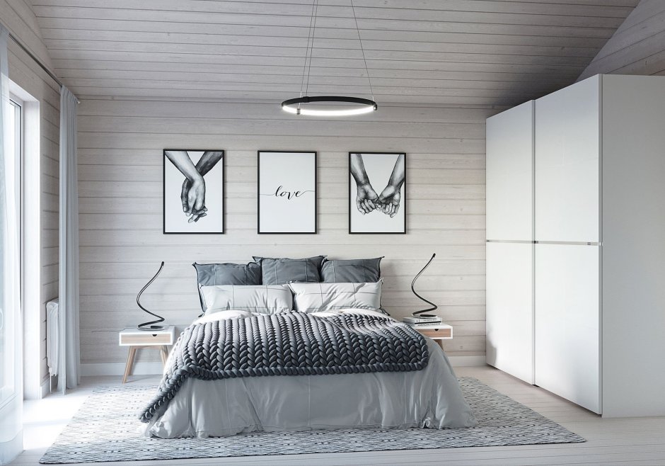 Серая вагонка в интерьере